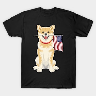 American Flag Shiba Inu Dog Love T-Shirt